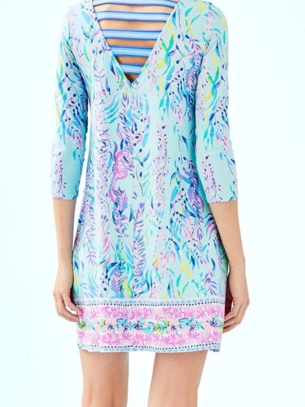 Lilly Pulitzer Light Blue Multicolor Floral Shift Dress Size L